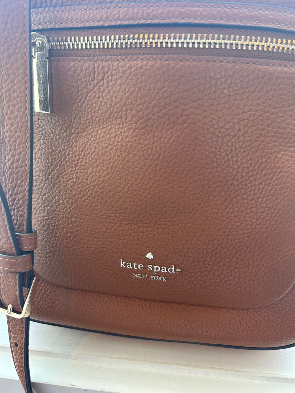 kate spade Pebbled Leather Tan/Brown Crossbody Bag - Picture 5 of 7